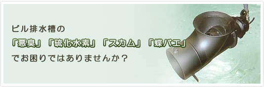 ビル排水槽の「悪臭」「硫化水素」「スカム」「蝶バエ」でお困りではありませんか？